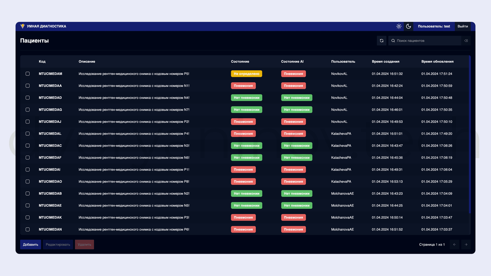Dark theme of the system
